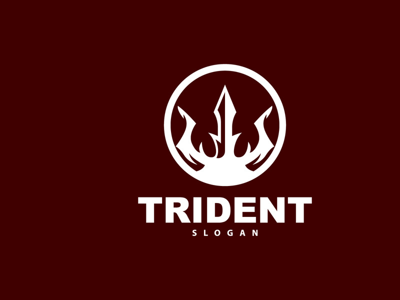 Neptune Poseidon Trident Logo, Spear Simple Vintage Template Design