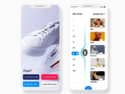 Footwear Online Shopping Mobile App UI Kit