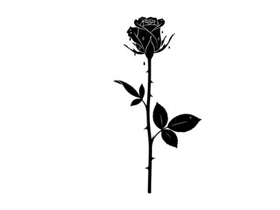 Silhouette of a single rose flower on a stem