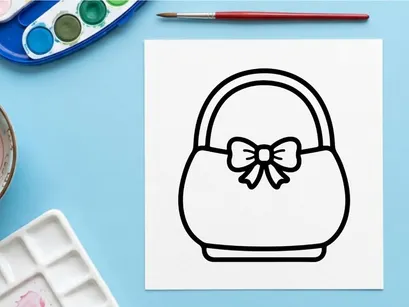 Saco de presente de Halloween desenhado à mão com laço preto. Ilustração de saco de favor de festa assustador para decorações e artesanatos.