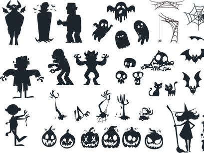 happy Halloween card, icons, Sticker
