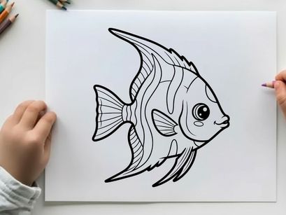 Angelfish swimming underwater vector illustration flat design