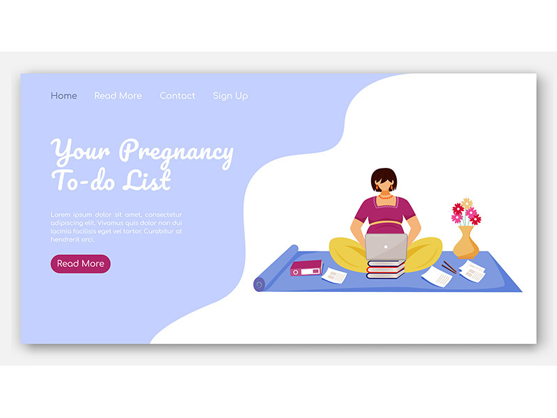 Your pregnancy to do list landing page vector template
