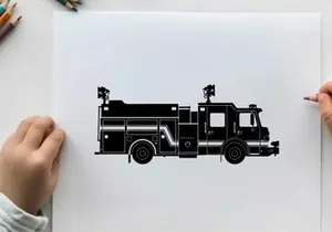 Silhouette of a fire truck vehicle emergency response