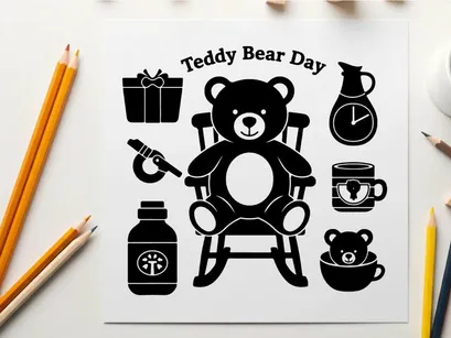 teddy bear day celebration flat design Vektorgrafik-Vektorillustration