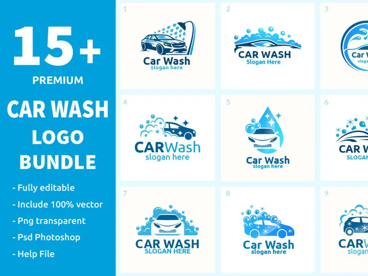 15+ Car Wash Logo Bundle