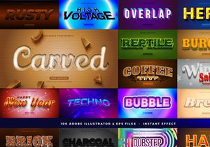 100 in 1 Bundle Multipurpose Text Effect Style