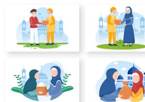 12 Muslim People Giving Alms Illustration