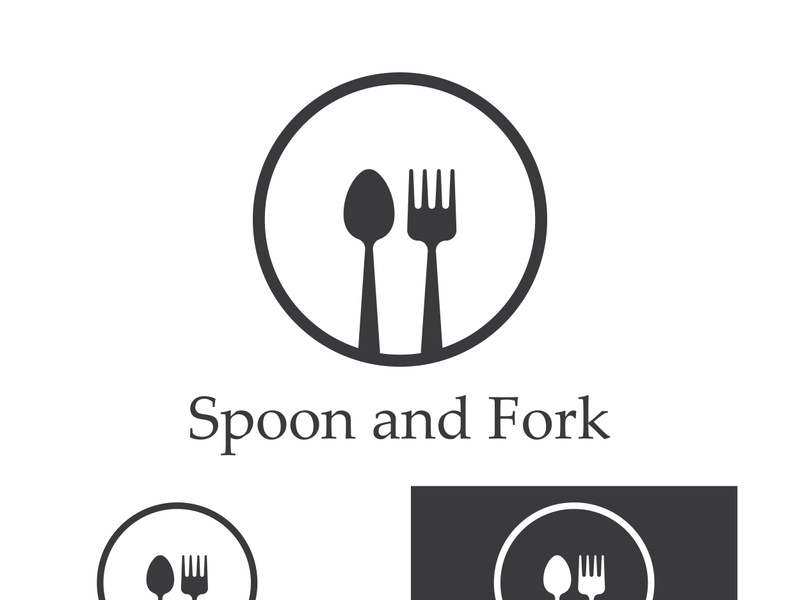 Creative spoon and fork logo.