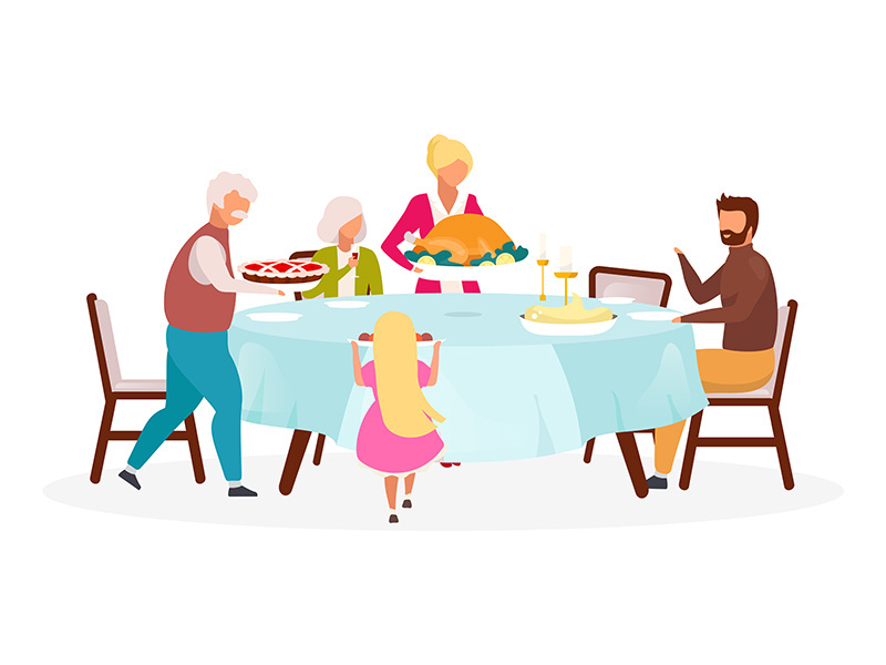 Thanksgiving day flat vector illustration