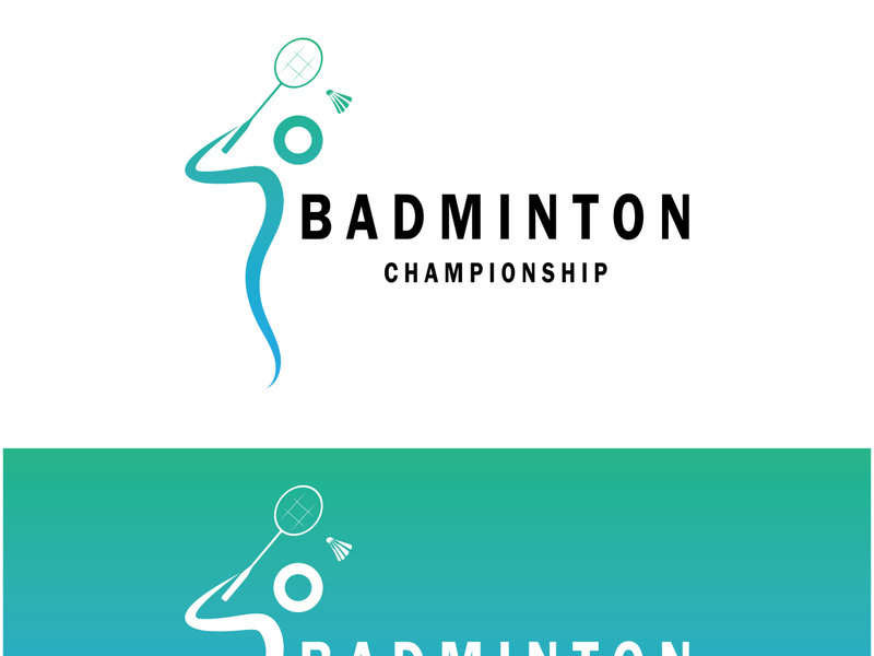 Modern Badminton logo design with Dynamic Shuttlecock and Racket, for championship, sport, sports shop, badminton school, business, company, tournament