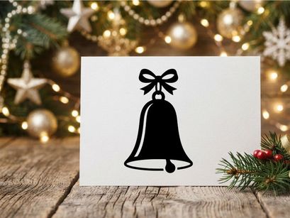 Christmas Bell Icon with Ribbon for Holiday Decorations