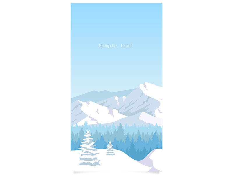 Winter landscape flat color vector background with text space