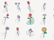 Women Hand Give a Flower, Vector Illustration