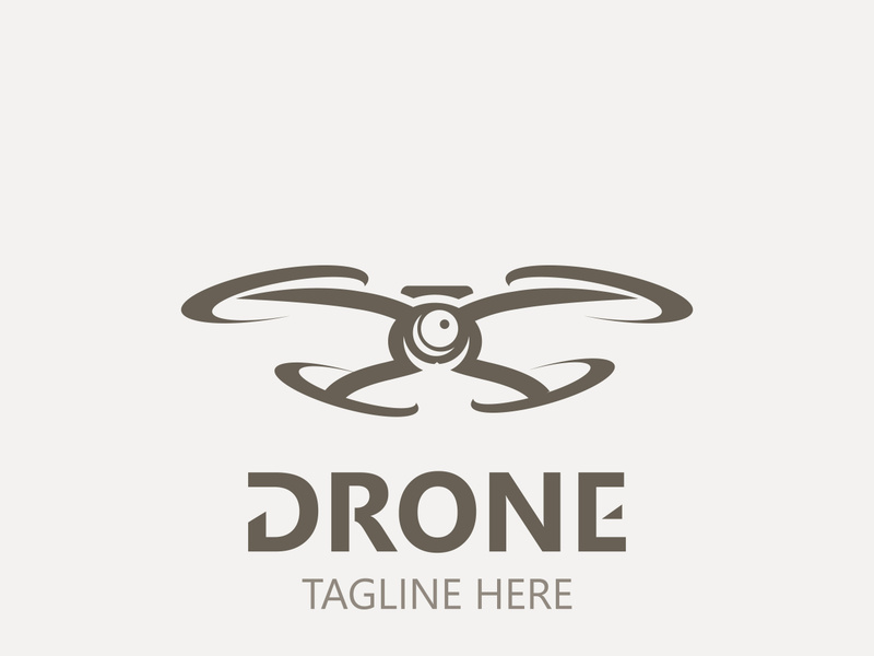 Drone aerial with camera vector template icon. logo photography drone vector. quadcopter flat style illustration