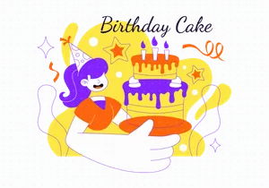 4 Birthday Cake Vector Illustration