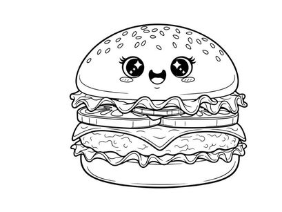 Cute burger character smiling vector illustration flat design