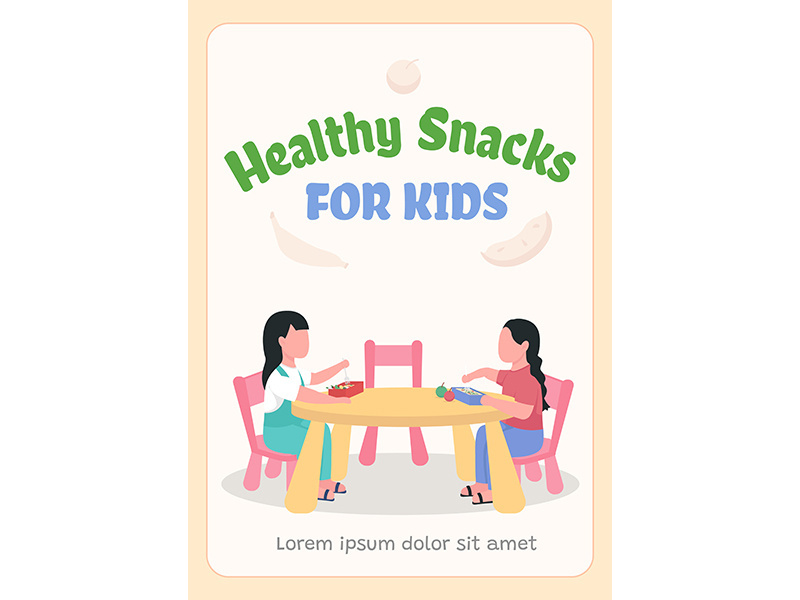 Healthy snacks for kids poster flat vector template