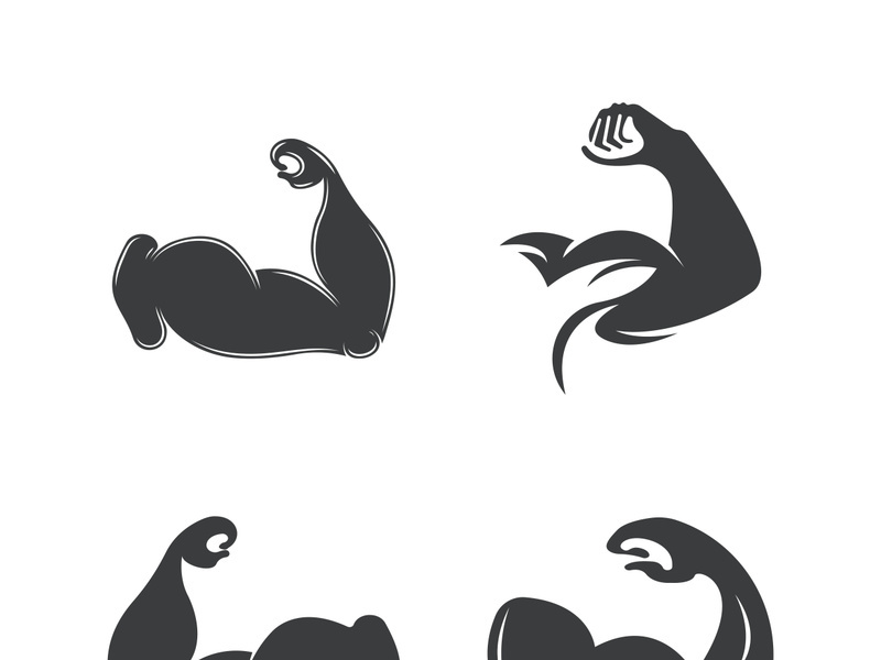 Arm muscle silhouette logo biceps icon vector illustration