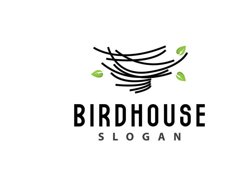 Bird Nest Logo, Bird House Shelter Vector