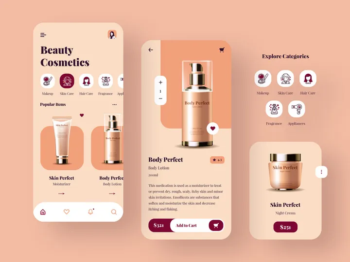 Beauty Cosmetics App Design