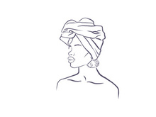 Line art portrait woman, Flower face one line vector illustration