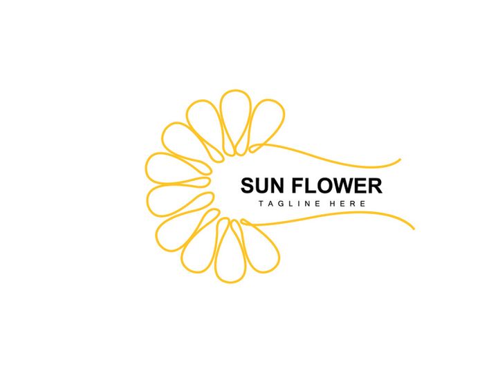 Sunflower Logo Design, Ornamental Plant Garden Plant Icon Vector, Company Product Brand