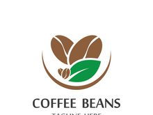 Coffee bean logo for cafe, business, label.
