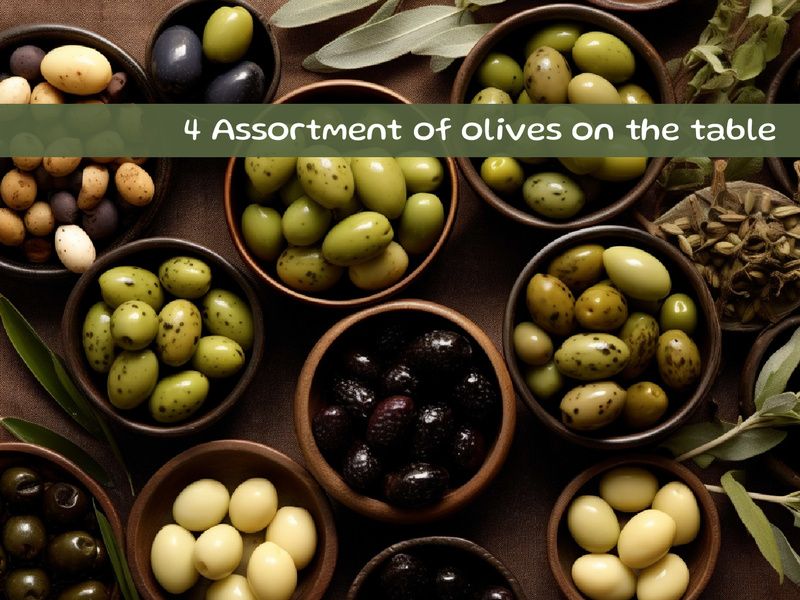 Assortment of olives on the table