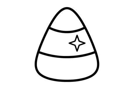 Candy corn icon. Minimalist Halloween treat graphic for seasonal holiday design projects.