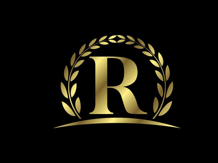 Golden letters with a golden laurel wreath. English alphabet, vector illustration