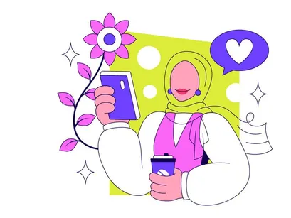 4 Modern Hijabi Lifestyle Illustration