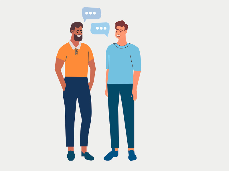 Two man talking with each other 2D design in Adobe illustrator