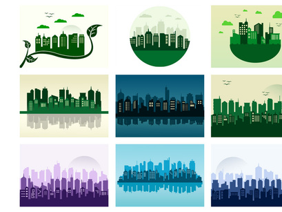 40 Buildings Background Illustration