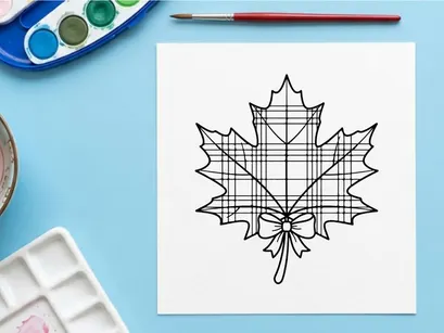 Close-up de uma ilustração detalhada de folha de bordo. Ilustração botânica artística para projetos de natureza e design.