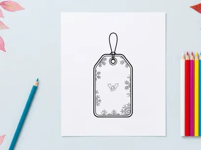 Tag hadiah kosong dengan ilustrasi garis tepi bingkai kepingan salju