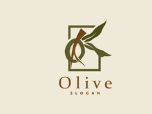 Olive Oil Logo, Olive Leaf Plant Herbal Garden Vector