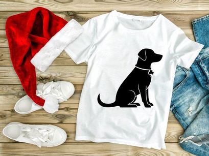 Dog with Clover Collar Silhouette