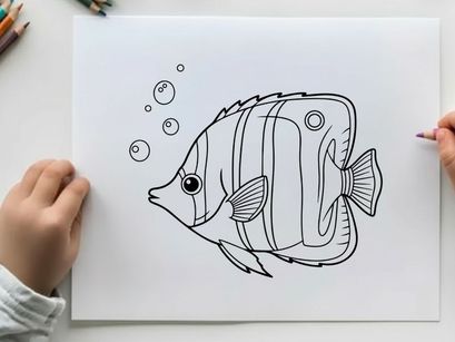 Clownfish swimming coral reef flat design vector illustration