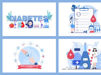18 Diabetes Testing Healthcare Illustration
