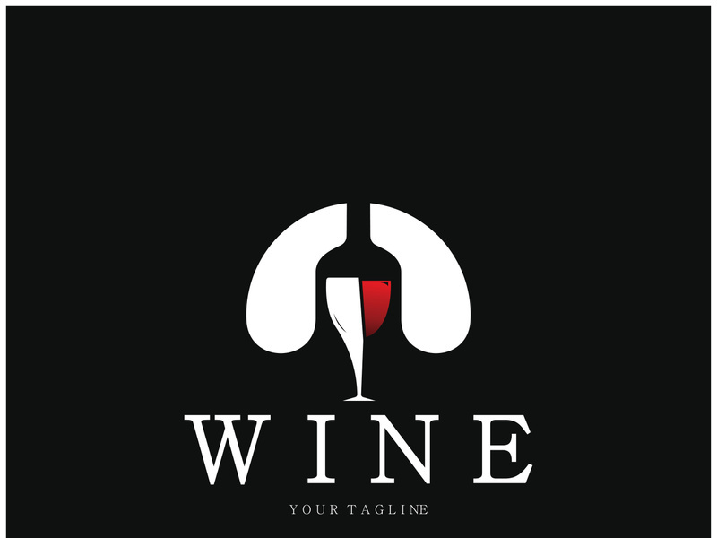 Wine logo with wine glasses and bottles.for night clubs,bars,cafe and wine shops.