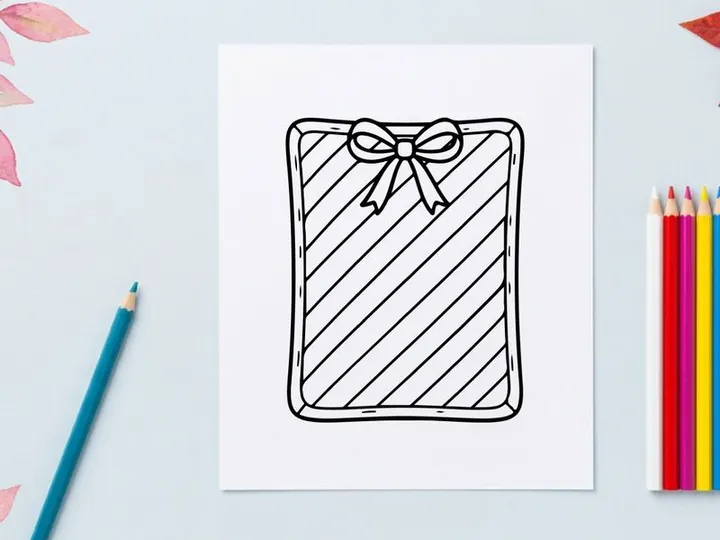 Etiqueta de presente de Natal desenhada à mão com laço de fita, rótulo de presente festivo esboço.