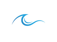 Blue water wave logo, vector icon illustration