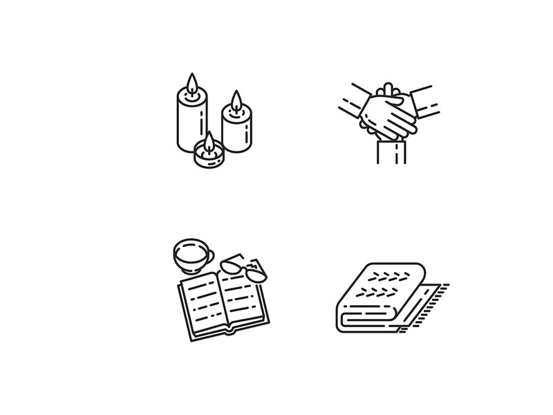 Heart-warming style linear icons set