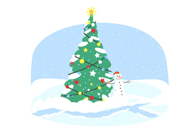 Christmas tree flat vector illustration preview picture