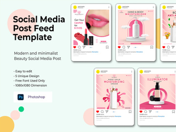 Beauty Cosmetic Social media post template PSD preview picture