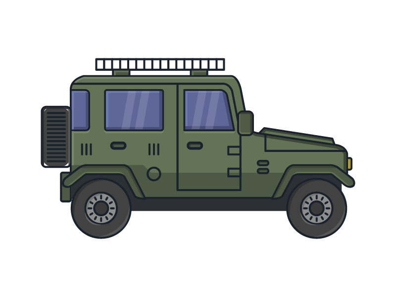 Illustrated military jeep