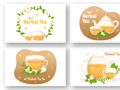 10 Herbal Tea Chamomile Leaves Illustration