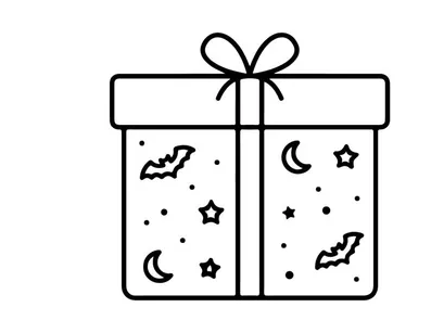 Gift box with moon and star decorations tied with ribbon. Elegant present packaging for celestial-themed celebrations and night sky events.