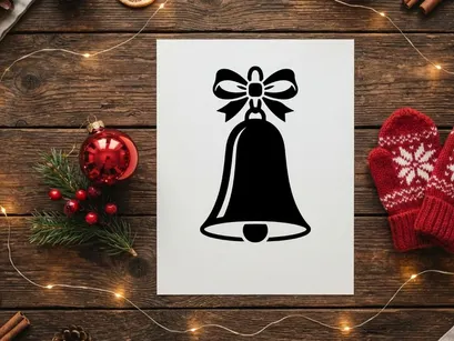 Christmas Bell with Bow Icon for Holiday Decorations and Seasonal Design